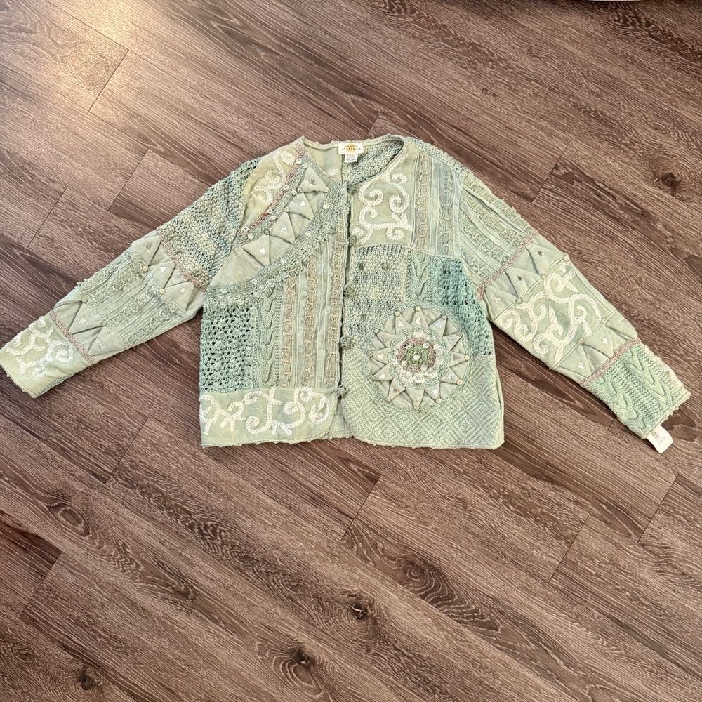 Sandy Starkman Mint Sage Green Cardigan Jacket New